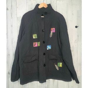 VTG Odile Cotton Eclectic Grandma Art To Wear Hand Painted Jacket Sz. XL
